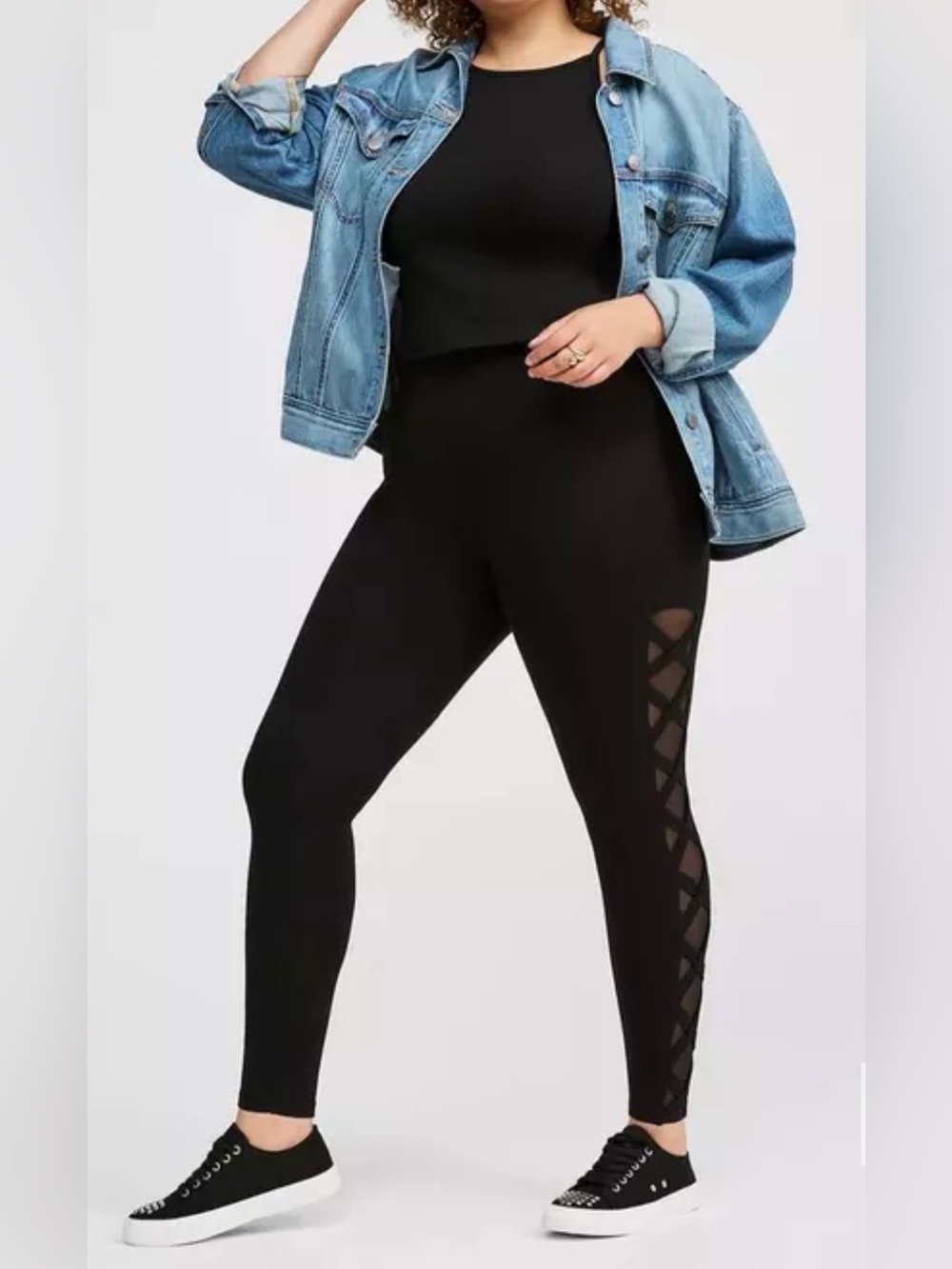 Torrid Black High-Waist Leggings with Lattice Side Cutouts